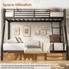 CSBDHome Twin Over Full Metal Bunk Bed Frame with Ladder and Guardrails - Black - 3 of 4