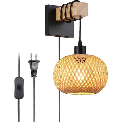 7.87 in. 1-Light Bamboo Wall Sconce
