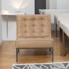 HomeRoots 31" Cream And Black Genuine Leather Tufted Slipper Chair - 2 of 4
