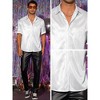 INSPIRE CHIC Men's Metallic Holographic Roll-up Sleeves Button Down Shiny Disco Party Shirts - 4 of 4
