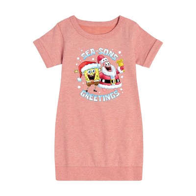 - SpongeBob SquarePants - Seasons Greetings Graphic Short Sleeve Fleece Dress