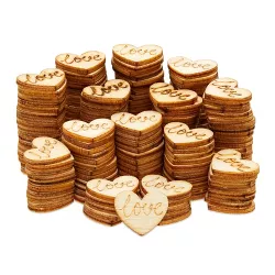 Juvale 200 Pack Mini Wood Heart Confetti Table Decoration for Wedding, Valentine’s Day, Anniversaries Table Scatter, 0.6 x 0.5 x 0.08 in