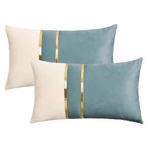 REGALWOVEN Velvet Soft Decorative Square Patchwork Throw Pillow Covers  2 Pcs - 1 of 4