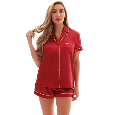 Just Love Womens Satin Pajama Set - Loungewear Short Sleeve Button Down Sleepwear