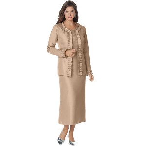 Roaman's Women's Plus Size Pleated Suit Jacket Dress - 1 of 4