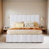 Lift-up Upholstered Platform Bed with Storage, Full-Size Bed Frame with Hydraulic System and Vertical Channel Headboard - Leovsnove - 2 of 4