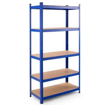 Costway 72'' Heavy Duty Steel 5 Level Garage Shelf Storage Adjustable Shelves Silver\Blue