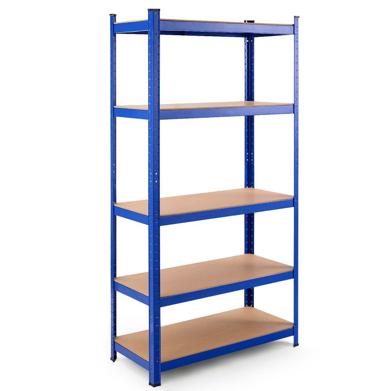Costway 72'' Heavy Duty Steel 5 Level Garage Shelf Storage Adjustable Shelves Silver\Blue, 1 of 11