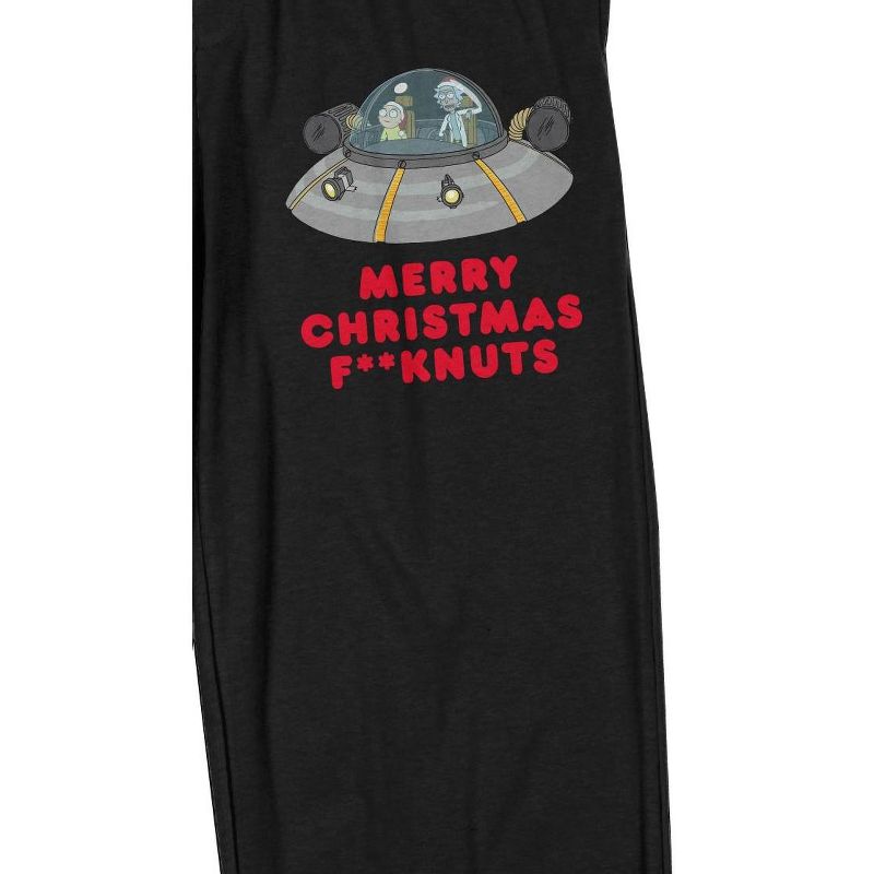 Rick & Morty Merry Christmas Ship Men's Black Sleep Pajama Pants, 2 of 4