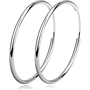 Sterling Silver Endless Hoop Earrings, Polished Round Circle Hoops (20-80mm) - 1 of 4