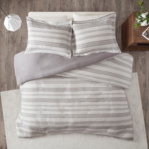 3pc Mason Stripe Print Ultra Soft Cotton Blend Jersey Knit Duvet