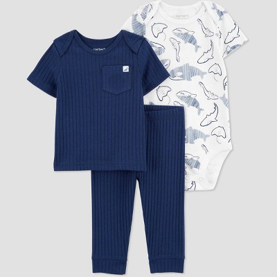 Image of Carter's Just One You® Baby Boys' Shark Top & Bottom Set - Blue/Cream 6M