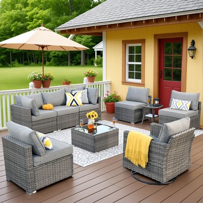XIZZI Modular Outdoor Patio Furniture Set w/ Optional Coffee Table, Swivel Chair & Firepit - All-Weather, Waterproof & UV-Resistant