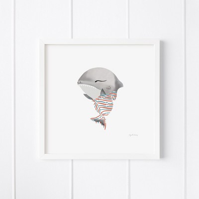 Baby Great White Shark Framed Museum Quality 12" x 12" Art Print by Ramus & Co