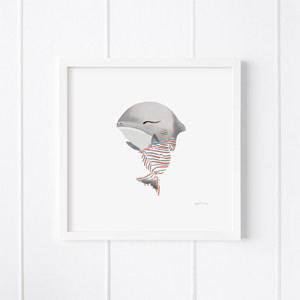 Baby Great White Shark Framed Museum Quality 12" x 12" Art Print by Ramus & Co - 1 of 4