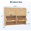 TackView Flip Drawers Wood Shoe Storage Cabinet with Rattan Doors & Adjustable Shelves,Natural Oak - 3 of 4