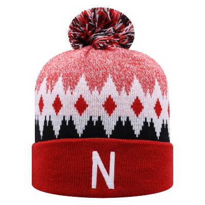 NCAA Nebraska Cornhuskers Men's Jagged Knit Cuffed Beanie with Pom