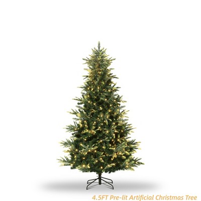 4.5 Ft/6.5FT/7.7 ft Pre-lit Artificial Christmas Tree,Spruce Prelit Christmas Trees