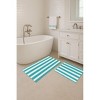 Home Mart Goods Large 2 Piece Set Light Blue White Stripe Soft Cozy Plush Chenille Bath Mat Bathroom Rug - 2 of 3
