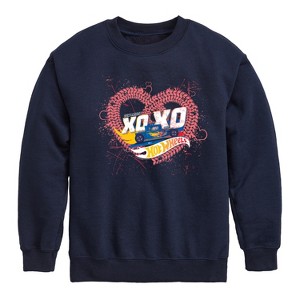 Boys' - Hot Wheels - XOXO Heart Graphic Long Sleeve Fleece Sweatshirt - 1 of 4
