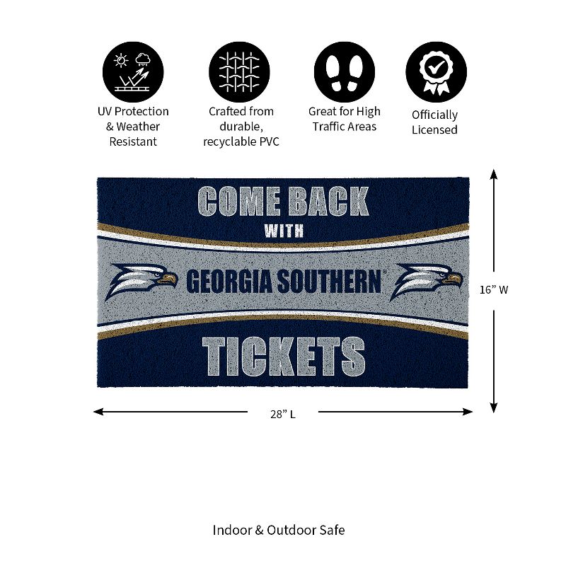 Evergreen Come Back with Tickets Georgia Southern University 28" x 16" Woven PVC Indoor Outdoor Doormat, 2 of 7