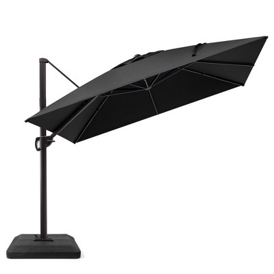Crestlive Products 11FT Square Cantilever Umbrella Outdoor 360 Degree Rotation Offset Umbrella 6 Heights Adjustable with Base