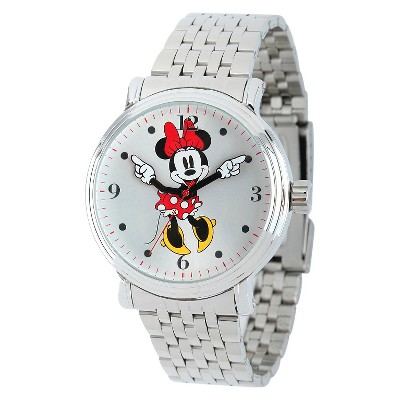 Women's Disney Minnie Mouse Shinny Vintage Articulating Watch with Alloy Case - Silver