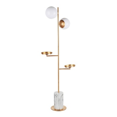 Butler Contemporary/Glam Floor Lamp with Metal Marble Base Gold (Includes LED Light Bulb) - LumiSource