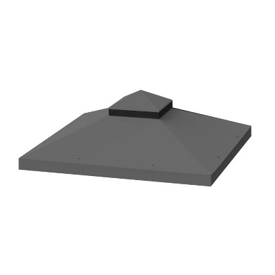 10x10 Ft Gray Outdoor Patio Gazebo Replacement Canopy,Double Tiered Gazebo Tent Roof Top Cover Only(Frame Not Include)