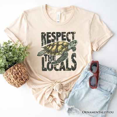 Respect the Locals Turtles T-Shirt, Retro Grunge White and Natural Tee for Ocean and Beach Lovers| OrnamentallyYou
