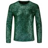 Lars Amadeus Men's Long Sleeves Party Clubwear Shiny Metallic T-Shirt - image 2 of 4