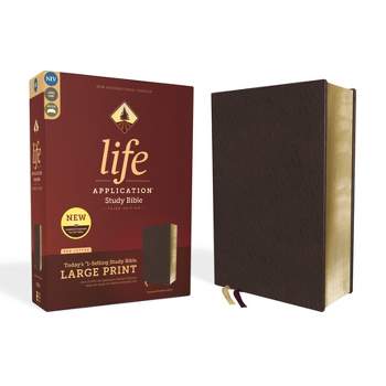 Niv, Life Application Study Bible, Third Edition, Large Print, Bonded Leather, Burgundy, Red Letter Edition - by  Zondervan (Leather Bound)