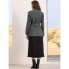 Allegra K Women Long Sleeve Collared Belted Business Casual Suit Jacket Blazer - 3 of 4