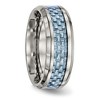 Chisel Stainless Steel Polished with Light Blue Carbon Fiber Inlay 8mm Band Ring - 4 of 4