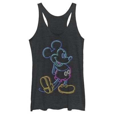 Women's Mickey & Friends Bright Neon Mickey Mouse Outline Racerback Tank Top