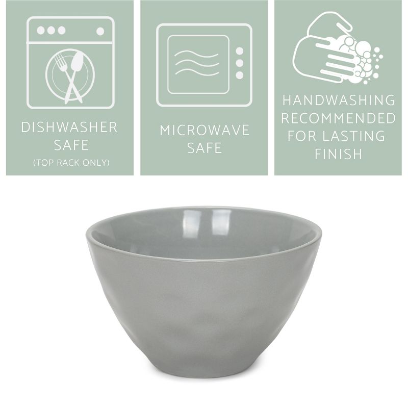 Elanze Designs Dimpled Ceramic 5.5 inch Contemporary Serving Bowls Set of 4, Cool Grey, 2 of 7
