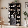 75in Tall Bookcase, 6 Tier Wooden Book Shelf 47" Wide Farmhouse Display Bookshelf Storage Cabinet with Doors and Open Shelves for Living Room Bedroom - 3 of 4