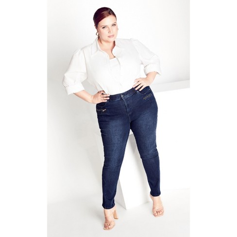 Arna York  Women's Plus Size Jean Wild Beauty - Ink - 14w : Target