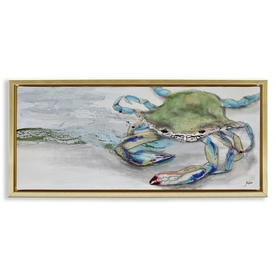 Stupell Industries Vivid Crab on Beach Shoreline, 31" x 14"