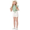 Girls Tie Front Knot Tops with Ruffle Sleeve Plaid Tops Tie Front Blouse Short Sleeve Button Down Shirts for Toddler Girls - 4 of 4