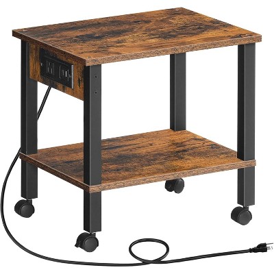 MaseiKar Printer Stand with Charging Station, Under Desk Printer Table, Printer Cart with Storage Shelves, Shelf for Small Spaces, for Home Office