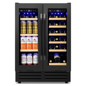 Velivi 24 in. Dual Zone 20-Wine Bottles and 88-Cans Beverage & Wine Cooler in black - 1 of 4
