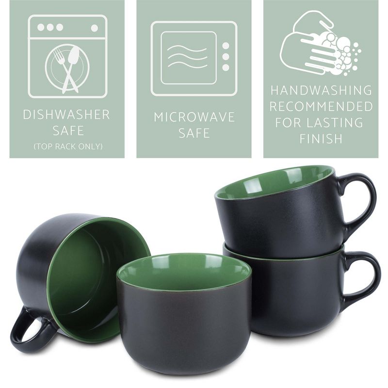Elanze Designs Large Color Pop 24 ounce Ceramic Jumbo Soup Mugs Set of 4, Green, 3 of 6