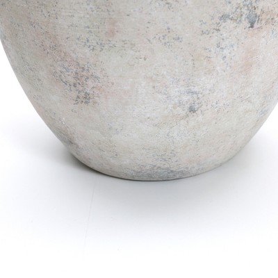 Handcrafted Gray and White Ceramic Vase with Handles