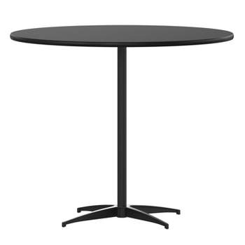 Emma and Oliver 36" Round Wood Cocktail Table with 30" and 42" Columns