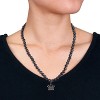 EVERLY JEWELRY | Sterling Silver 3/8 CT TW Black Diamond 7-7.5 MM Black Freshwater Cultured Pearl Necklace With Chain, Black Rhodium Plated,19"+2" - 3 of 4