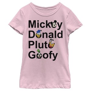 Girl's Disney Mickey Donald Pluto Goofy T-Shirt - 1 of 4