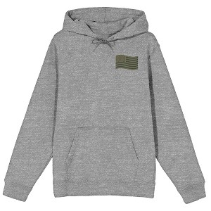 Wavy American Flag Adult Heather Gray Double Sided Hoodie - 1 of 4