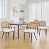 Bekrvio Rattan Dining Chairs Set of 4/6 - Mid Century Modern Boucle Upholstered Cane Back Side Chairs with Metal Legs for Kitchen - 2 of 4
