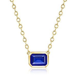 Pure Collection by Ross-Simons 1.10 Carat Lab-Grown Sapphire Necklace in 18kt Gold Vermeil Size 16 - 1 of 4